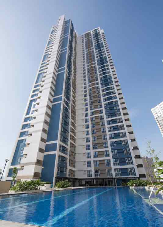 Elevation view of Axis Residences highlighting its architectural design.