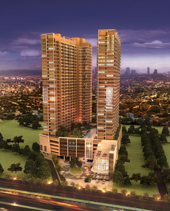 Night view of premium high-rise condo towers at The Radiance Manila Bay, Metro Manila