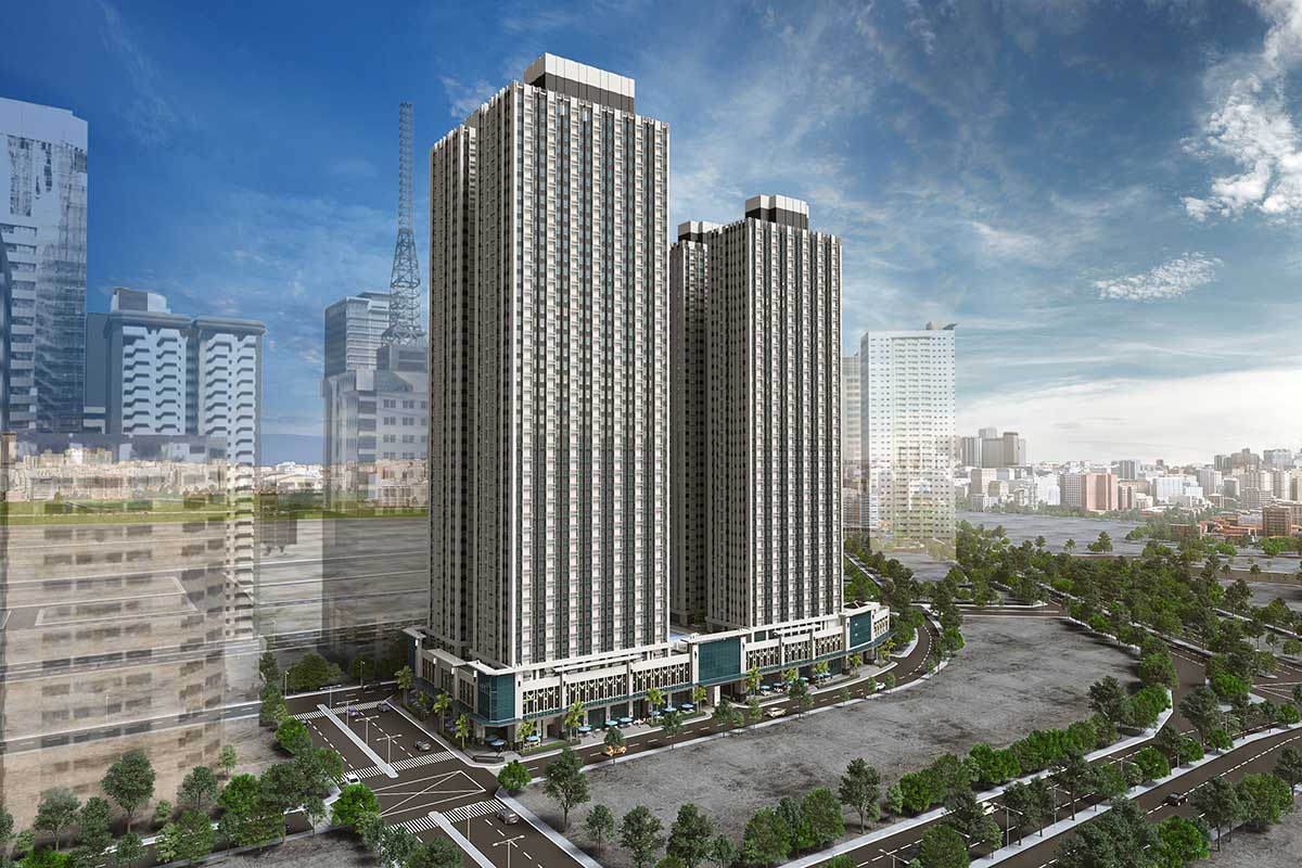 The Sapphire Bloc condominium towers in Ortigas with modern façade and surrounding cityscape